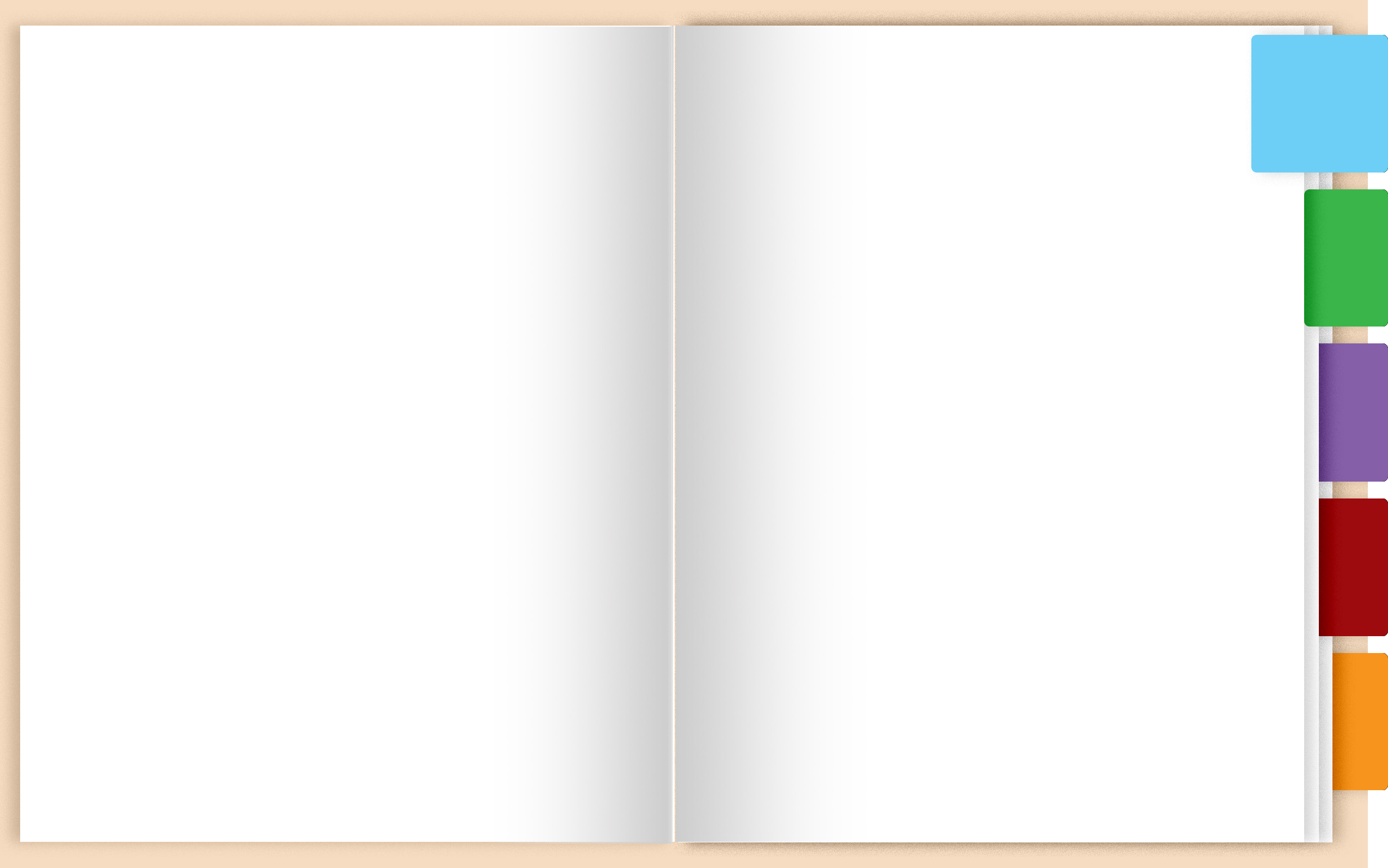 Image of an open file folder with colorful tabs on the right, the file is open to the blue tab